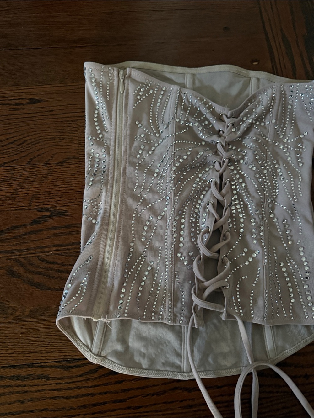 White Fox Strapless Beaded Bustier Top in Champagne - Picture 4 of 5